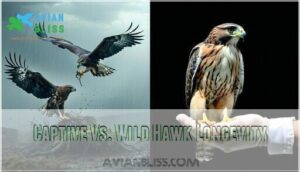 captive vs. wild hawk longevity
