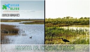 coastal vs. inland habitats