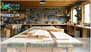 cutting and preparing wood pieces cutting and preparing wood pieces