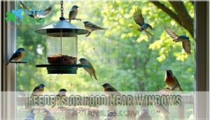feeders or food near windows