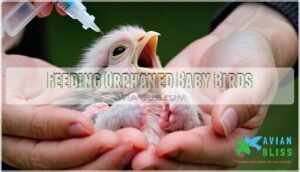 feeding orphaned baby birds