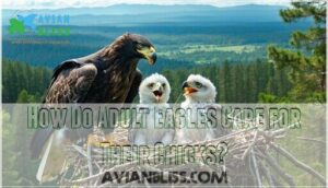 how do adult eagles care for their chicks