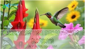 hummingbirds' visitation of flowers of all colors