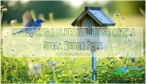 installing a bluebird house with a steel rebar pole