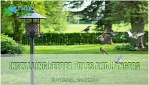 installing feeder poles and hangers