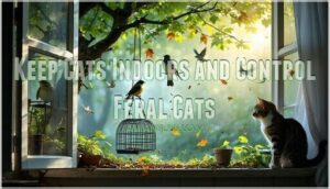 keep cats indoors and control feral cats