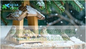 mix of rolled oats, sultanas, muesli, sunflower hearts, hazelnuts