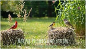 native plants and straw