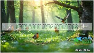 open woodlands and fields