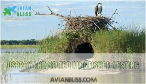 osprey and belted kingfisher nesting