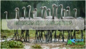 ostriches in wet conditions
