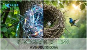 plastic strips and tinsel