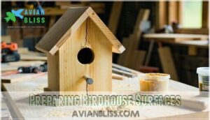preparing birdhouse surfaces