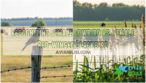 recognizing female cowbird vs. female red-winged blackbird