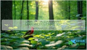 red bird habitats