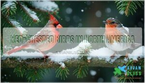 red-chested birds in north america