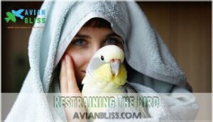 restraining the bird