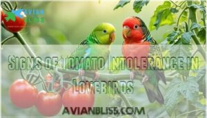 signs of tomato intolerance in lovebirds