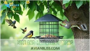 size and material options size and material options