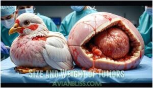 size and weight of tumors