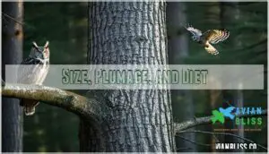 size, plumage, and diet