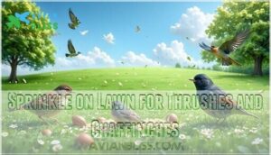 sprinkle on lawn for thrushes and chaffinches