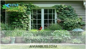 strategically place outdoor plants in front of windows