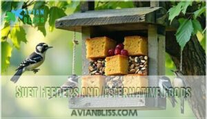 suet feeders and alternative foods