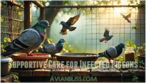 supportive care for infected pigeons