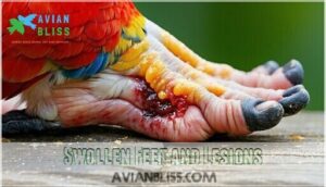 swollen feet and lesions