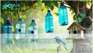 using plastic containers and bottles