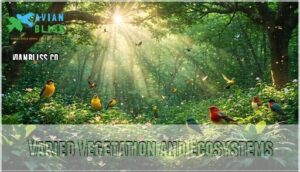 varied vegetation and ecosystems
