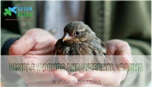 visible wounds and internal trauma