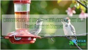 woodpeckers at hummingbird feeder