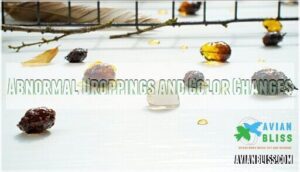 abnormal droppings and color changes