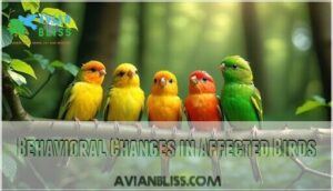 behavioral changes in affected birds