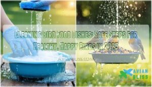 cleaning bird food dishes