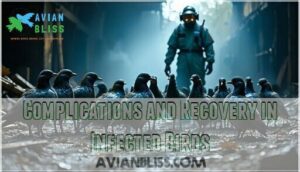 complications and recovery in infected birds