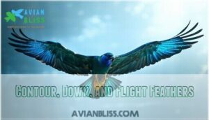 contour, down, and flight feathers contour, down, and flight feathers