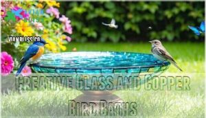 creative glass and copper bird baths