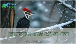 distinctive plumage and red crest