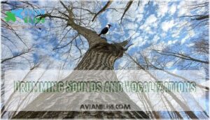 drumming sounds and vocalizations