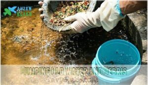 dumping old water and debris