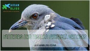 feathers and visible physical changes