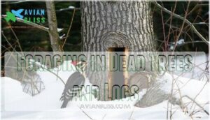 foraging in dead trees and logs