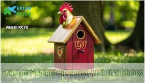 gamecock-themed birdhouse with team colors gamecock-themed birdhouse with team colors