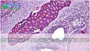 histopathological findings in affected birds
