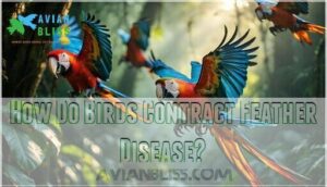 how do birds contract feather disease