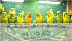 how does polyomavirus spread among birds