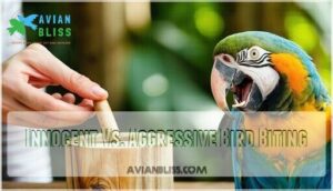 innocent vs. aggressive bird biting